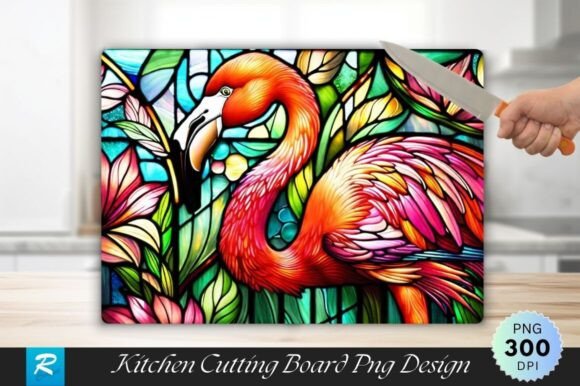 Download Flamingo Stained Glass Cutting Board PNG - Premium Resources