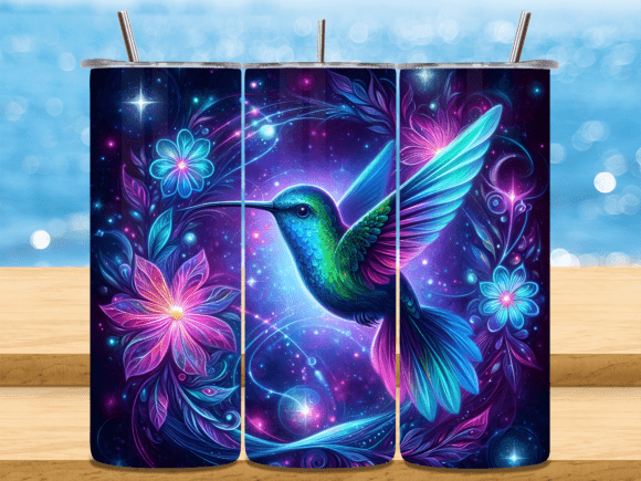 Download Neon Cosmic Hummingbird Tumbler Wrap PNG - Tumbler wrap png Collection