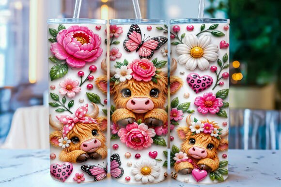 Download Inflated Highland Cow Tumbler Wrap PNG - Tumbler wrap png Collection