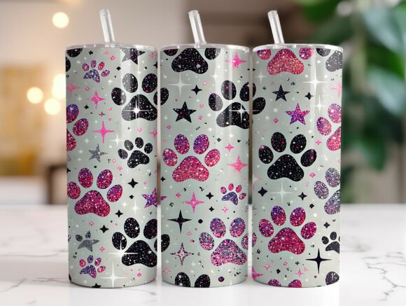 Download Glitter Dog Paw 20oz Skinny Tumbler Wrap - Skinny tumbler wrap Collection