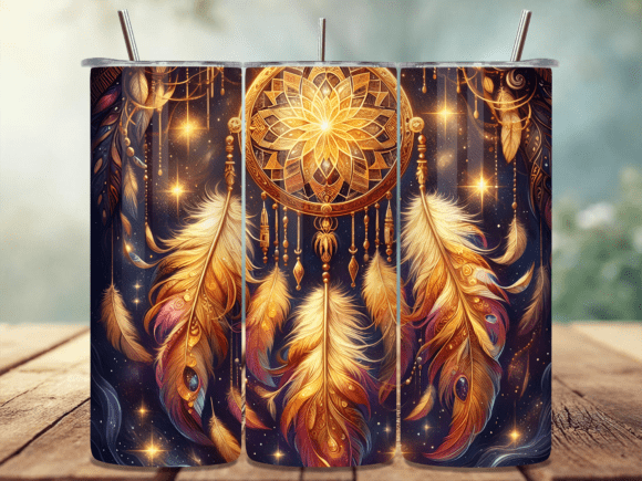 Download Gold Dreamcatcher Boho Tumbler Wrap PNG - Tumbler wrap png Collection