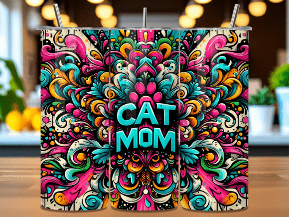 Download Colorful Cat Mom Boho Tumbler Wrap PNG - Tumbler wrap png Collection