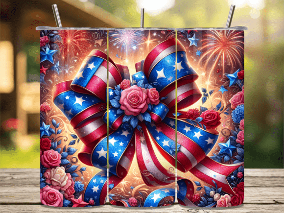 Download USA Flag Patriotic Bow Tumbler Wrap - Patriotic bow tumbler Collection