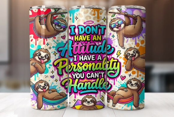 Download Funny Sloth Quote 20oz Tumbler Wrap PNG - Tumbler wrap png Collection