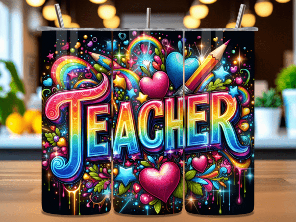 Download Retro Rainbow Teacher Tumbler Wrap PNG - Tumbler wrap png Collection