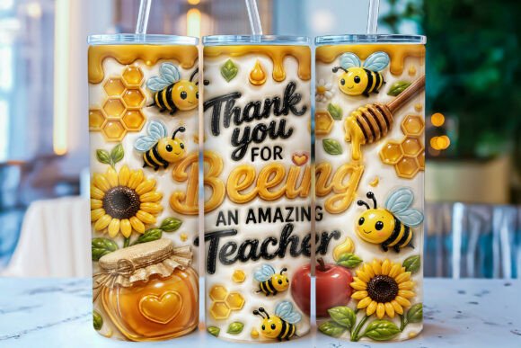 Download 3D Inflated Bee Teacher Tumbler Wrap PNG - Tumbler wrap png Collection