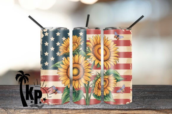 Download Sunflower American Flag Tumbler Wrap PNG - Tumbler wrap png Collection