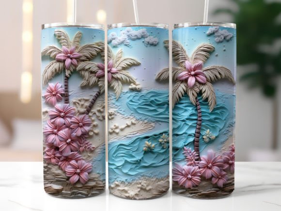 Download Pastel Beach 20oz Skinny Tumbler Wrap - Skinny tumbler wrap Collection
