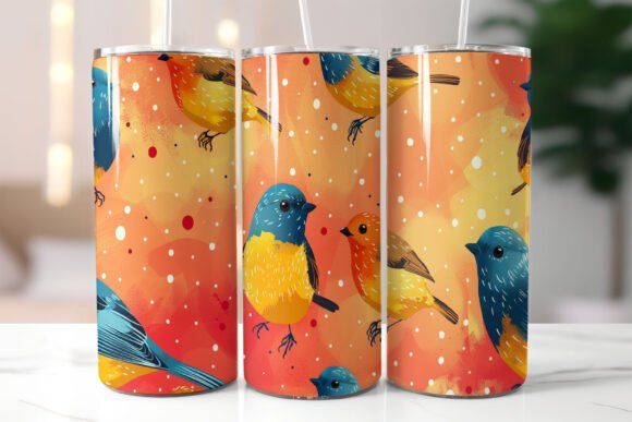 Download Colorful Bird Pattern Tumbler Wrap PNG - Tumbler wrap png Collection