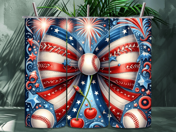 Download Patriotic Baseball Bow Tumbler Wrap PNG - Tumbler wrap png Collection