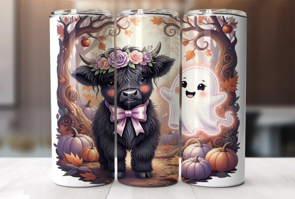 Download 20oz Highland Cow Ghost Tumbler Wrap PNG - Tumbler wrap png Collection
