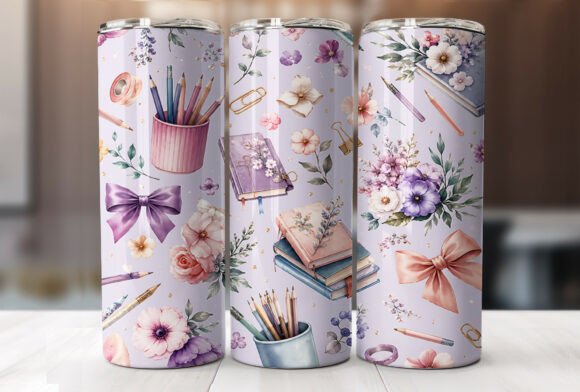 Download Purple Floral Teacher Tumbler Wrap PNG - Tumbler wrap png Collection