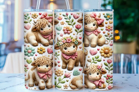 Download Inflated Highland Cow Tumbler Wrap PNG - Tumbler wrap png Collection