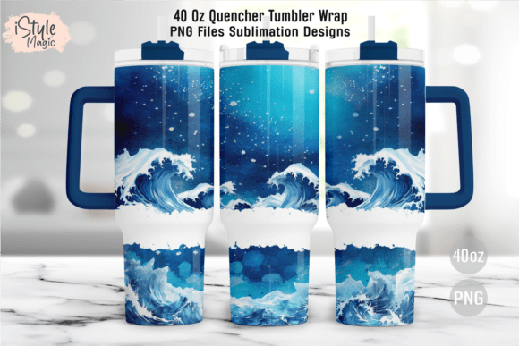 Download Ocean Waves Summer 40oz Tumbler Wrap PNG - Tumbler wrap png Collection