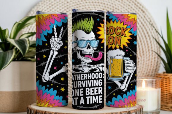 Download Punk Rock Skeleton Dad Tumbler Wrap PNG - Tumbler wrap png Collection
